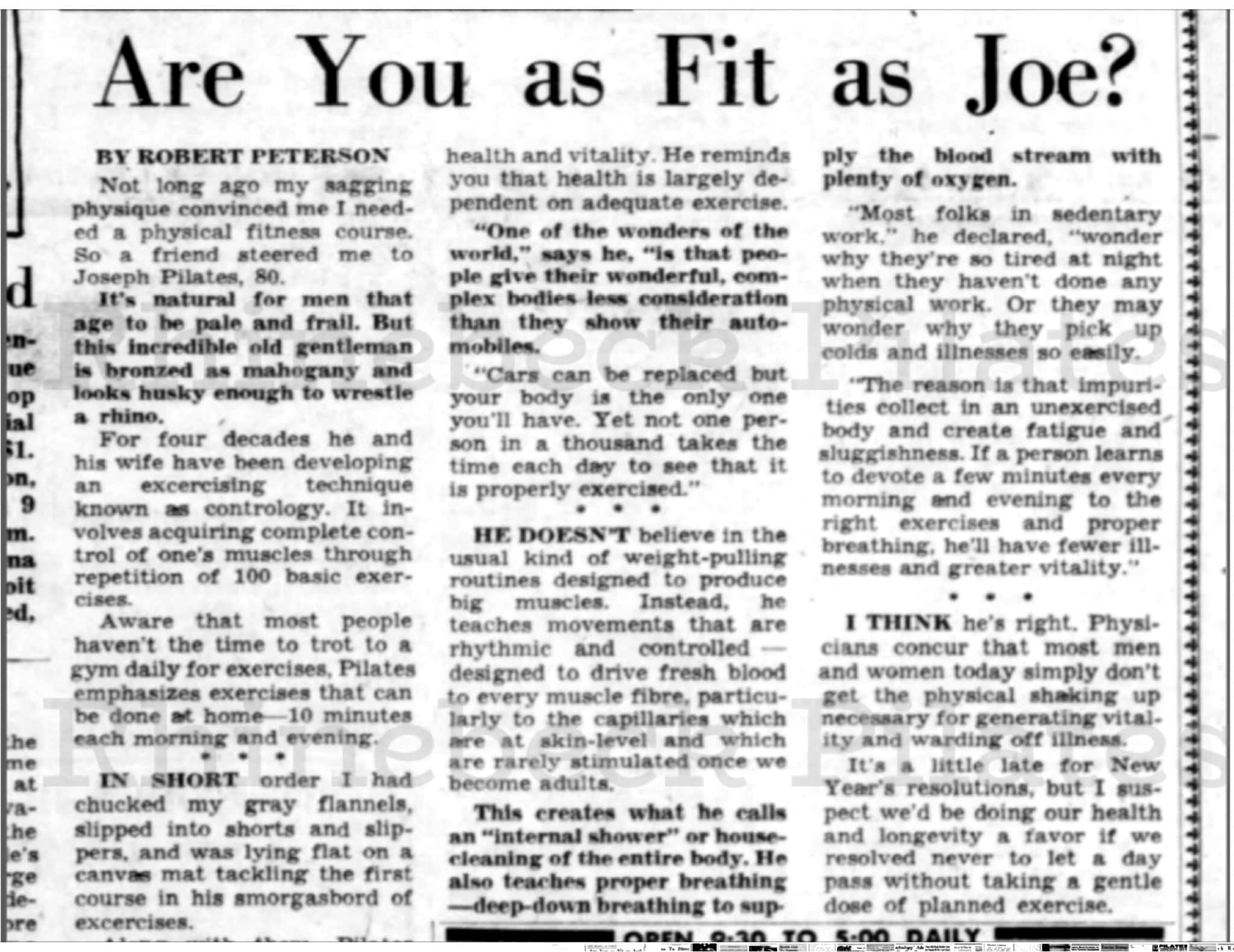 "Are You As Fit AS Joe?" archive article