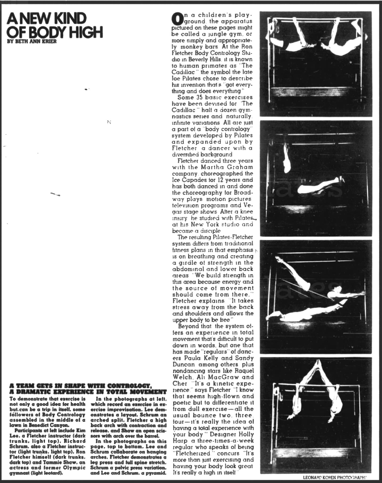Ron Fletcher archive article "A New Kind of Body High"