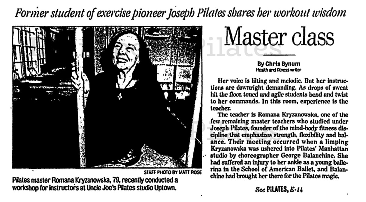 Romana Kryzanowska master class pilates archive article