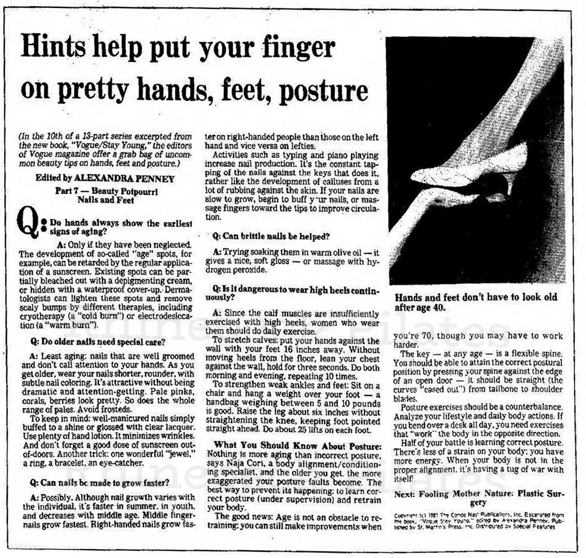 Naja Cori Hints Help put your finger on pretty hands, feet, posture archive article