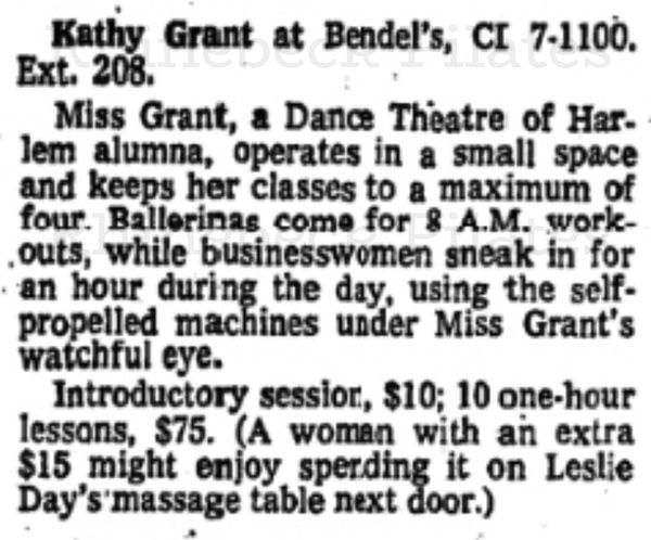 Kathy Grant at Bendels pilates archive article