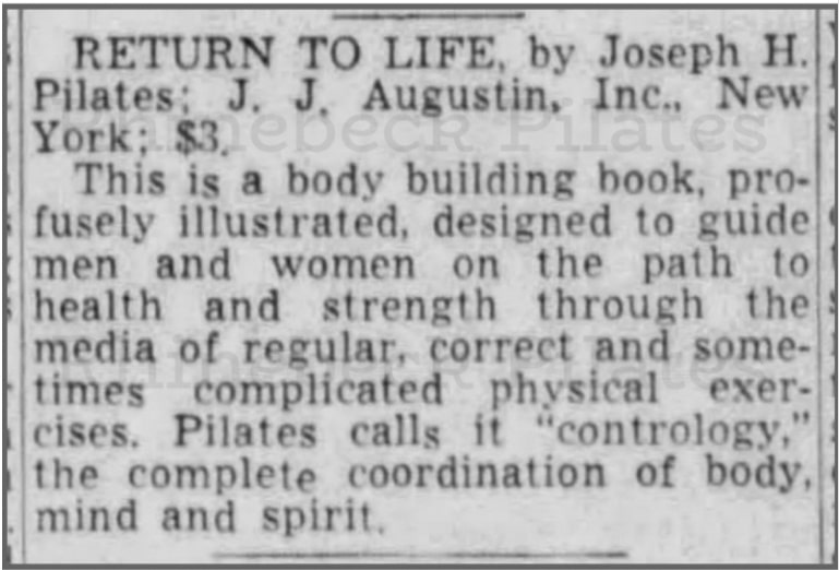 "Return to Life" book review pilates archive article