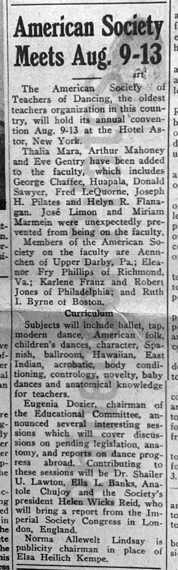 American Society Rare Joe Pilates History Archive Article