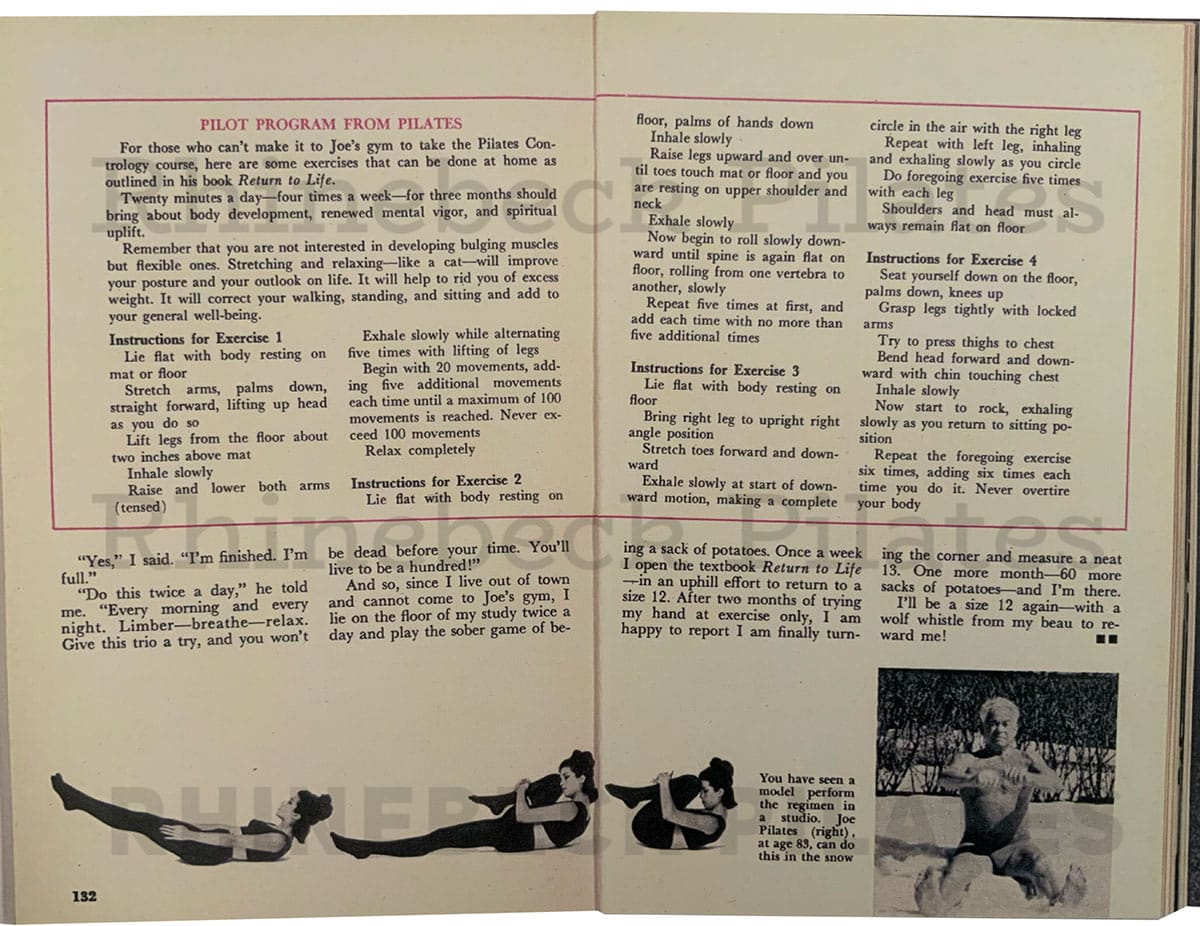 "How to Stay Fit Lying Down" rare Joe Pilates history archive article