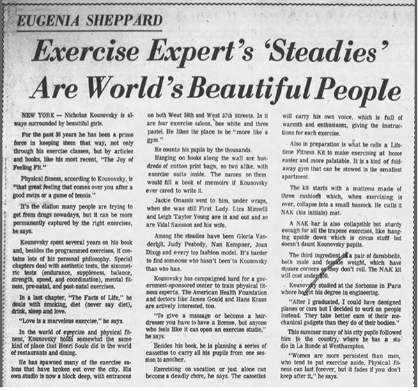 Exercise Experts Steadies are World's Beautiful People  pilates archive article