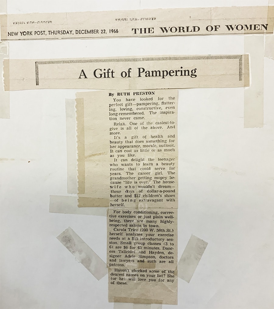 Carola Trier article Gift of Pampering