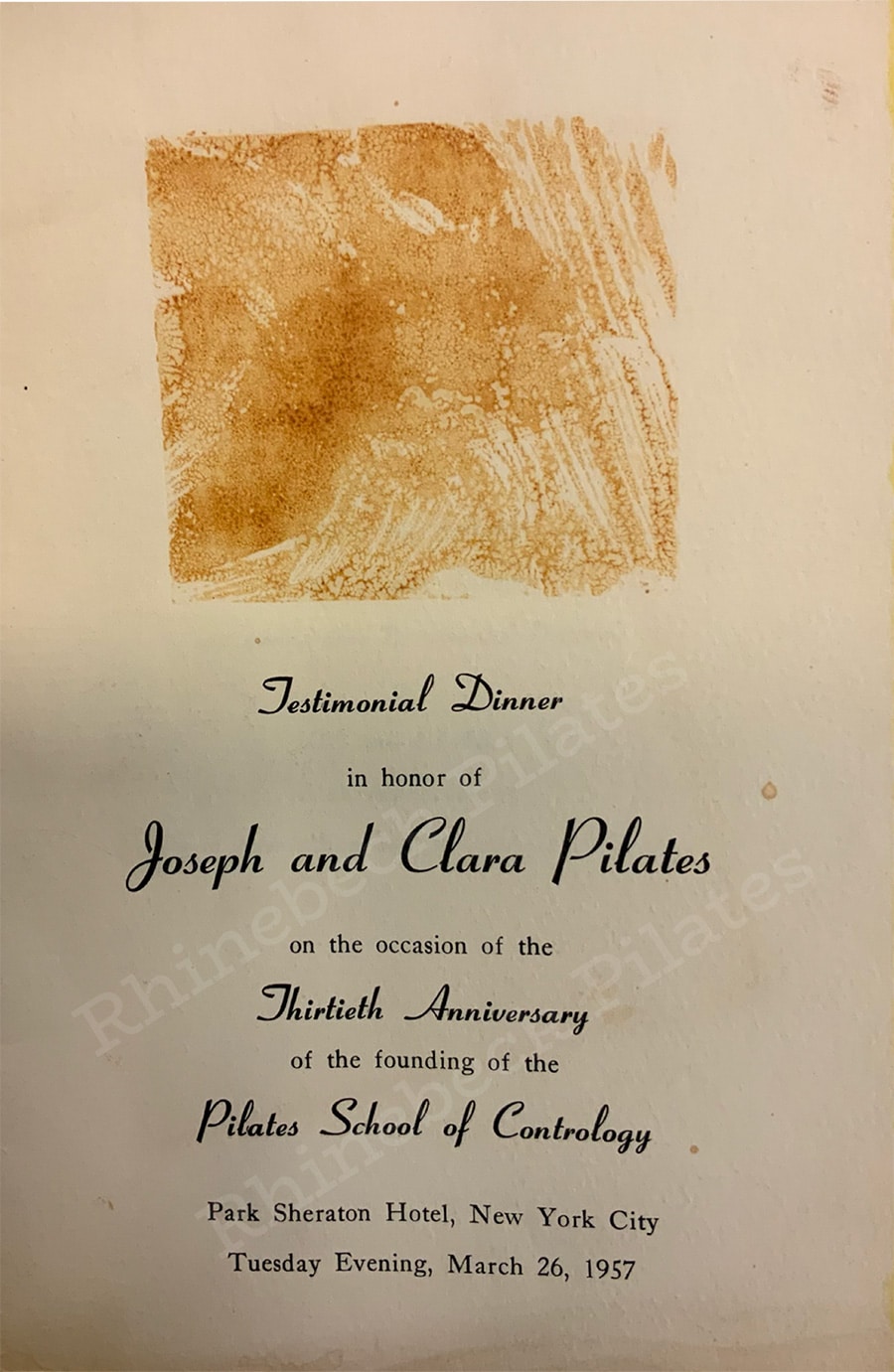 Joseph and Clara Pilates Testimonial Dinner Program