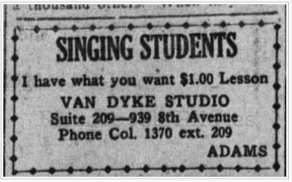Studio ad for singing students