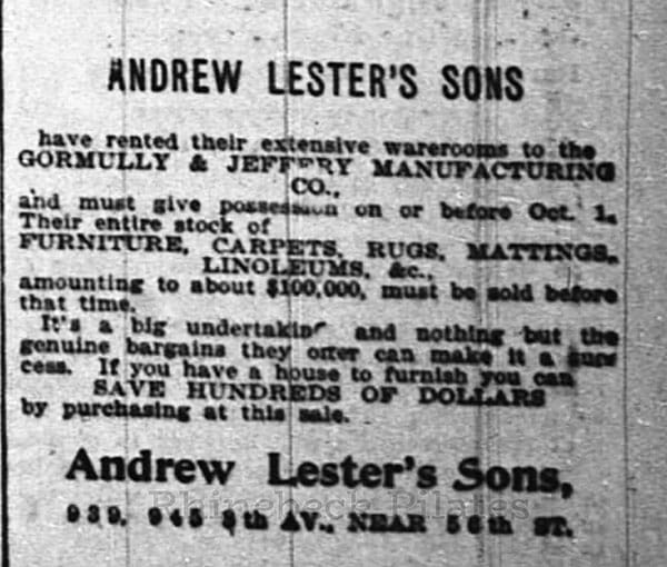 Andrew Lester's Sons Warehouse ad