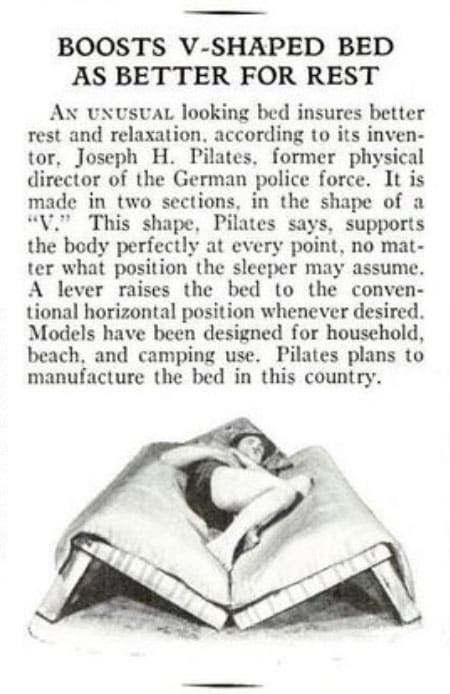 "Boosts V-shaped Bed as Better for Rest" Pilates History Archive Article