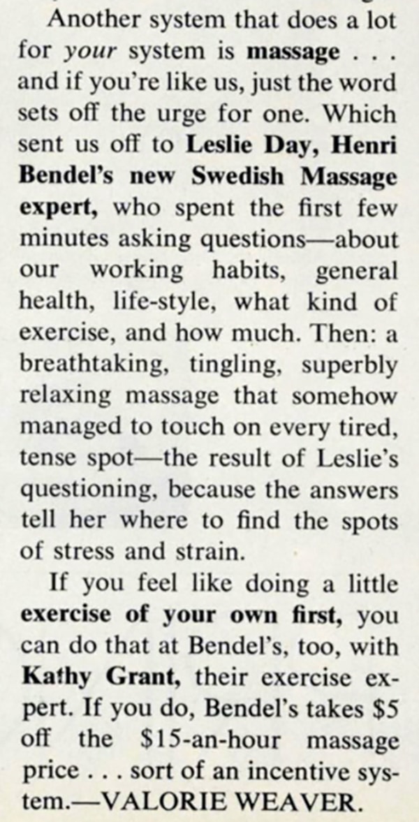 Henri Bendel studio with Leslie Day and Kathy Grant- pilates history archive article