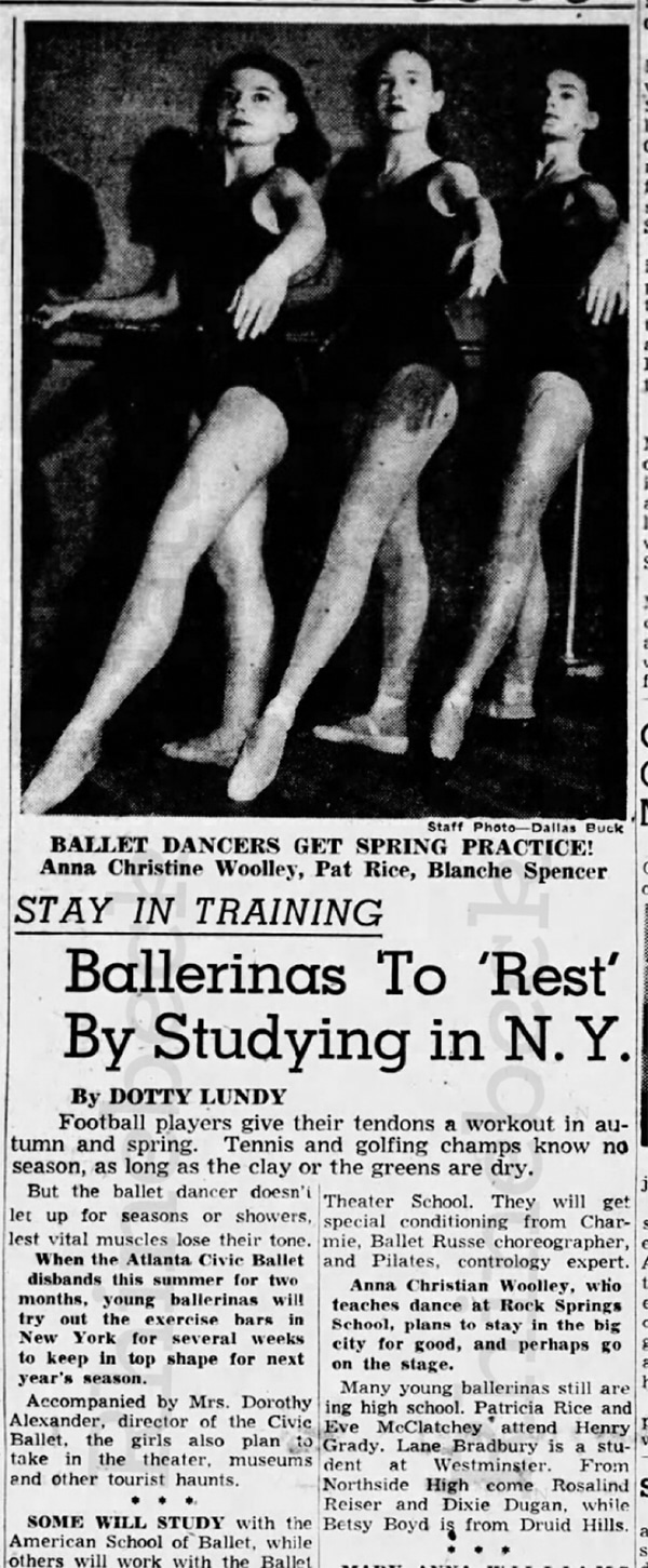 Dorothy Alexander "Ballerinas to Rest by Studying in NY" Pilates History Archive